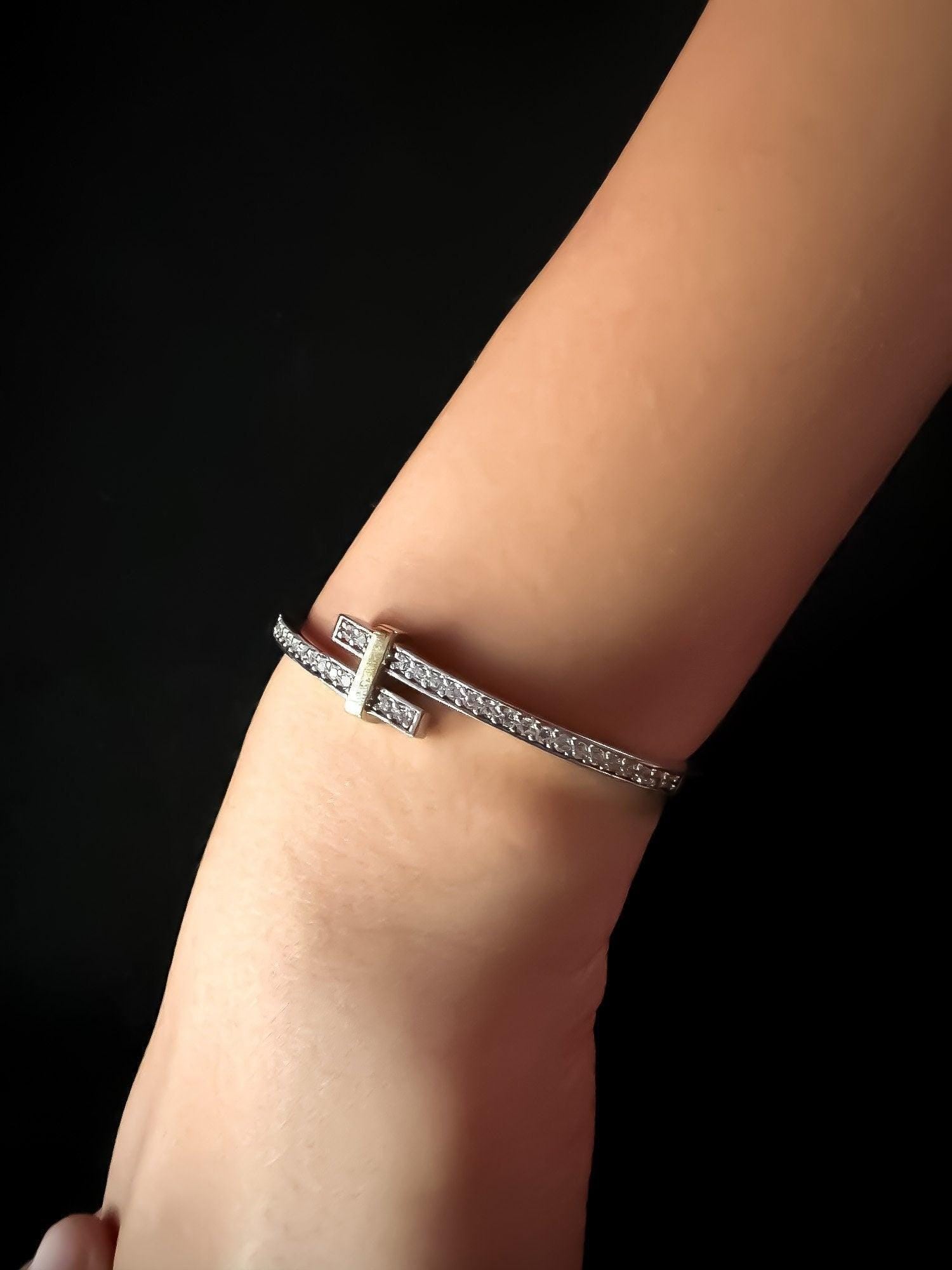 Tiffany & Co 925 Sterling Silver 14K Gold Planet Luxury Bracelet - Tracesilver