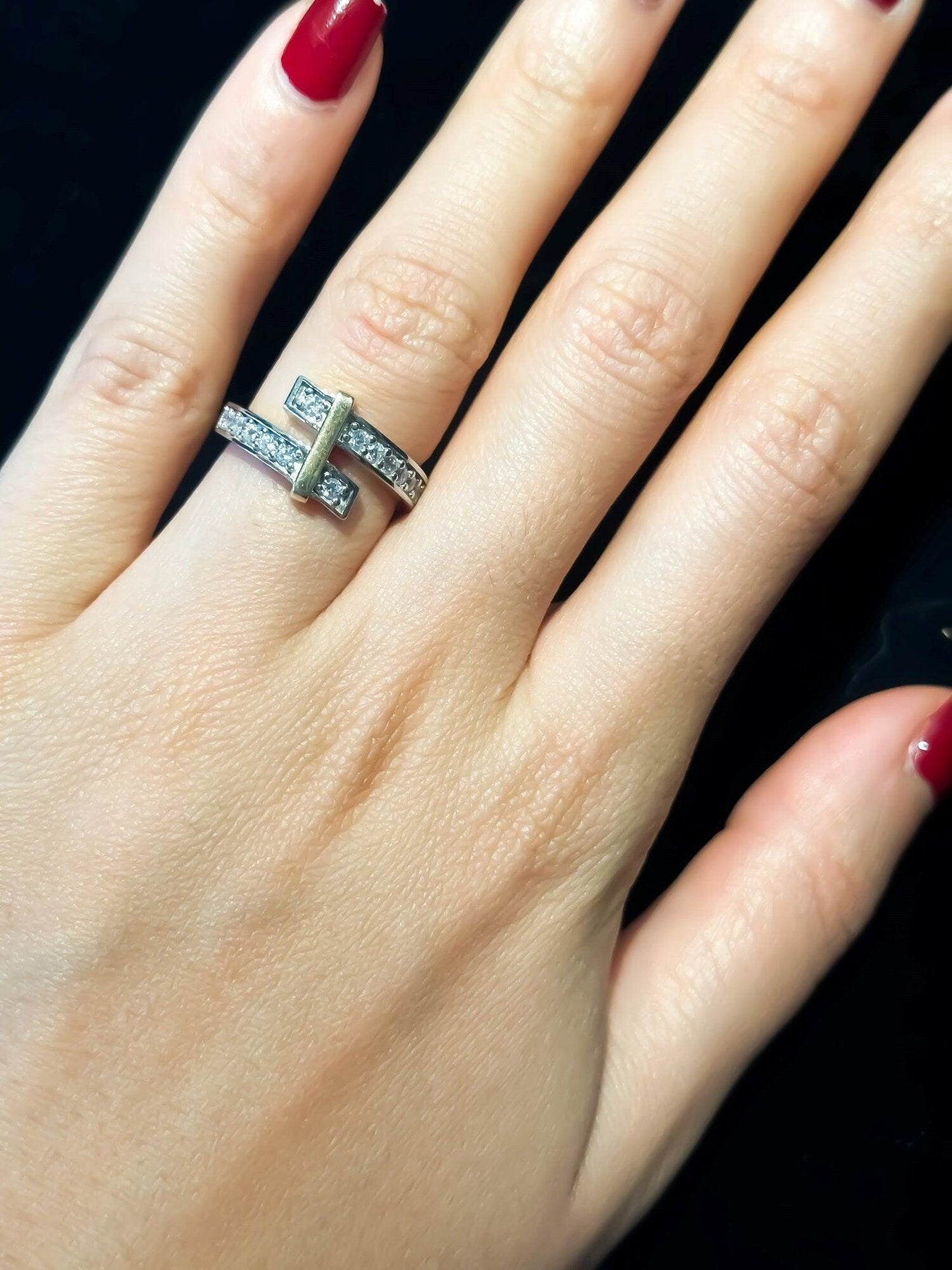 Tiffany & Co 925 Sterling Silver First Quality Zircon Authentic Ring - Tracesilver