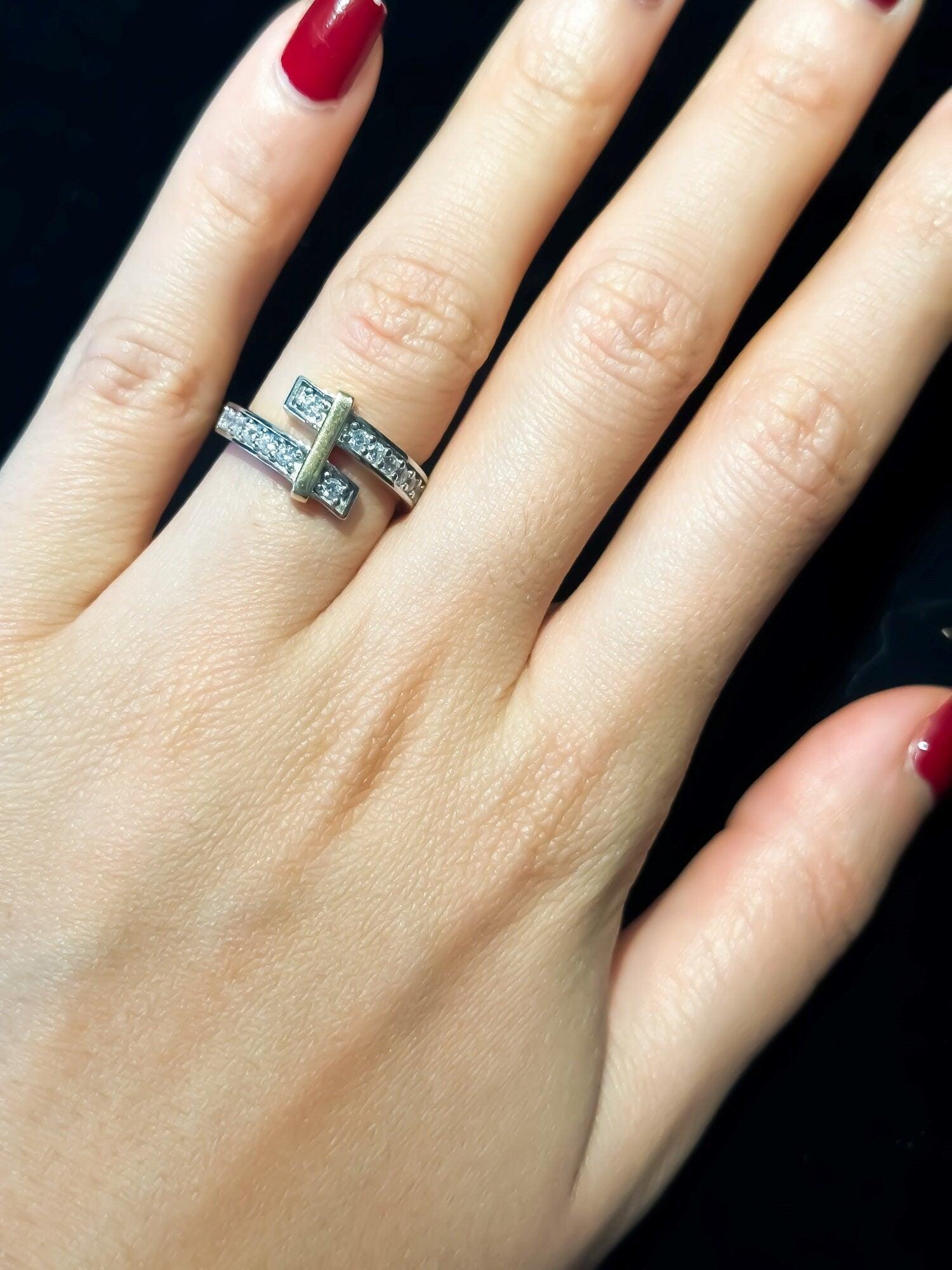 Tiffany & Co 925 Sterling Silver First Quality Zircon Authentic Ring - Tracesilver