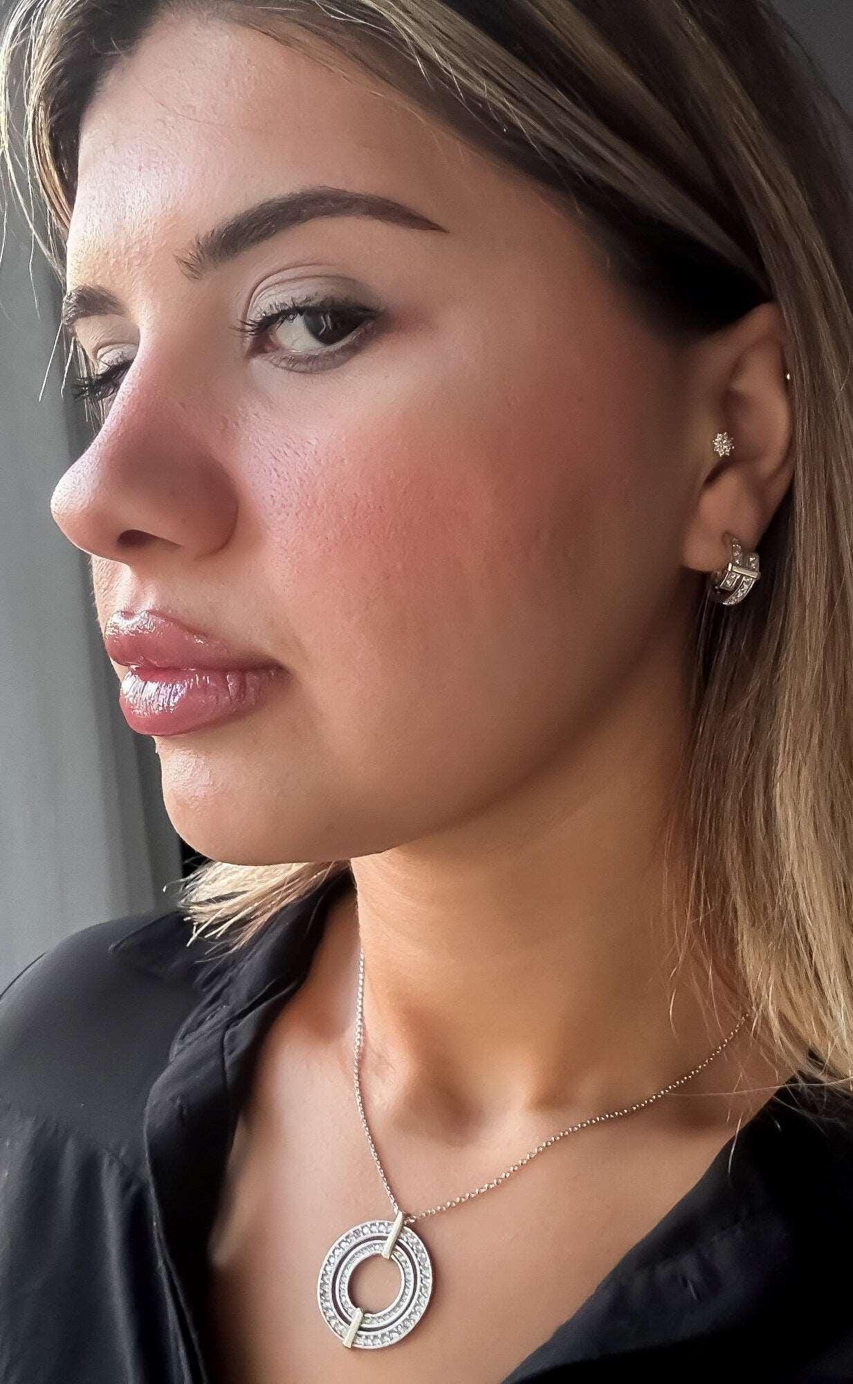 925 Sterling Silver Tiffany & Co Gold Planet Zircon Stone Luxury Necklace - Tracesilver