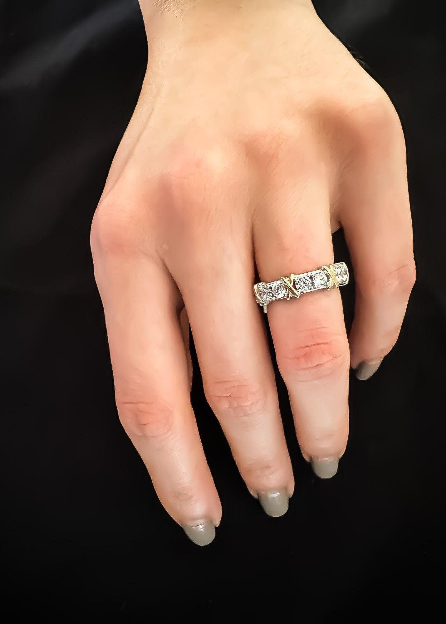 Tiffany & Co 925 Sterling Silver First Quality Zircon Stone Baguette Cut Authentic Ring - Tracesilver