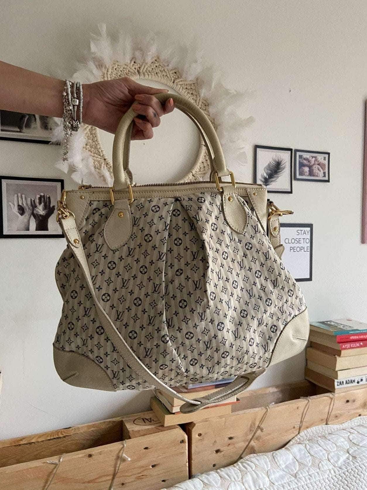 Authentic Louis Vuitton Blue/White Mini Lin Croisette Marina GM Tote Bag - Tracesilver