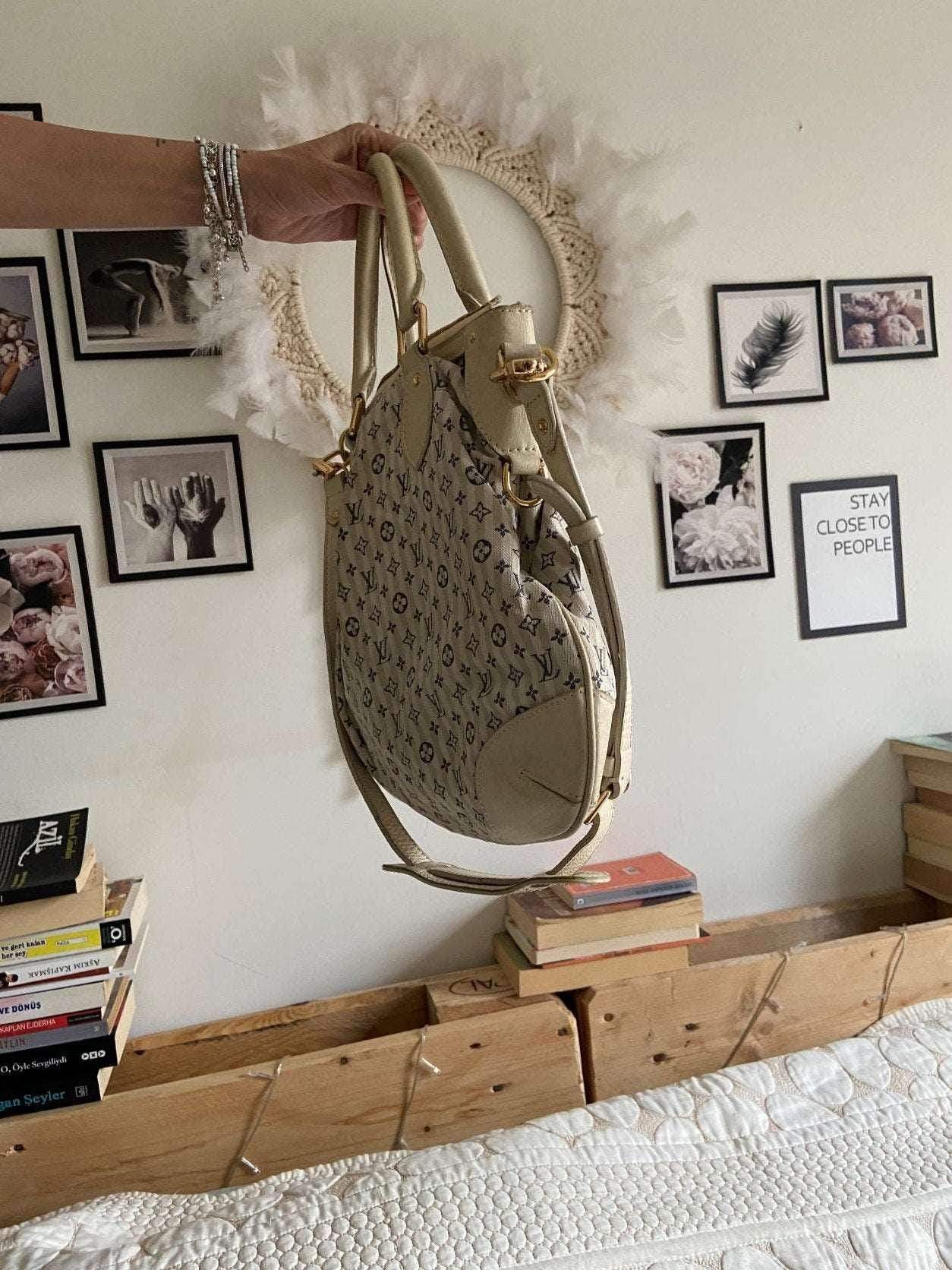 Authentic Louis Vuitton Blue/White Mini Lin Croisette Marina GM Tote Bag - Tracesilver