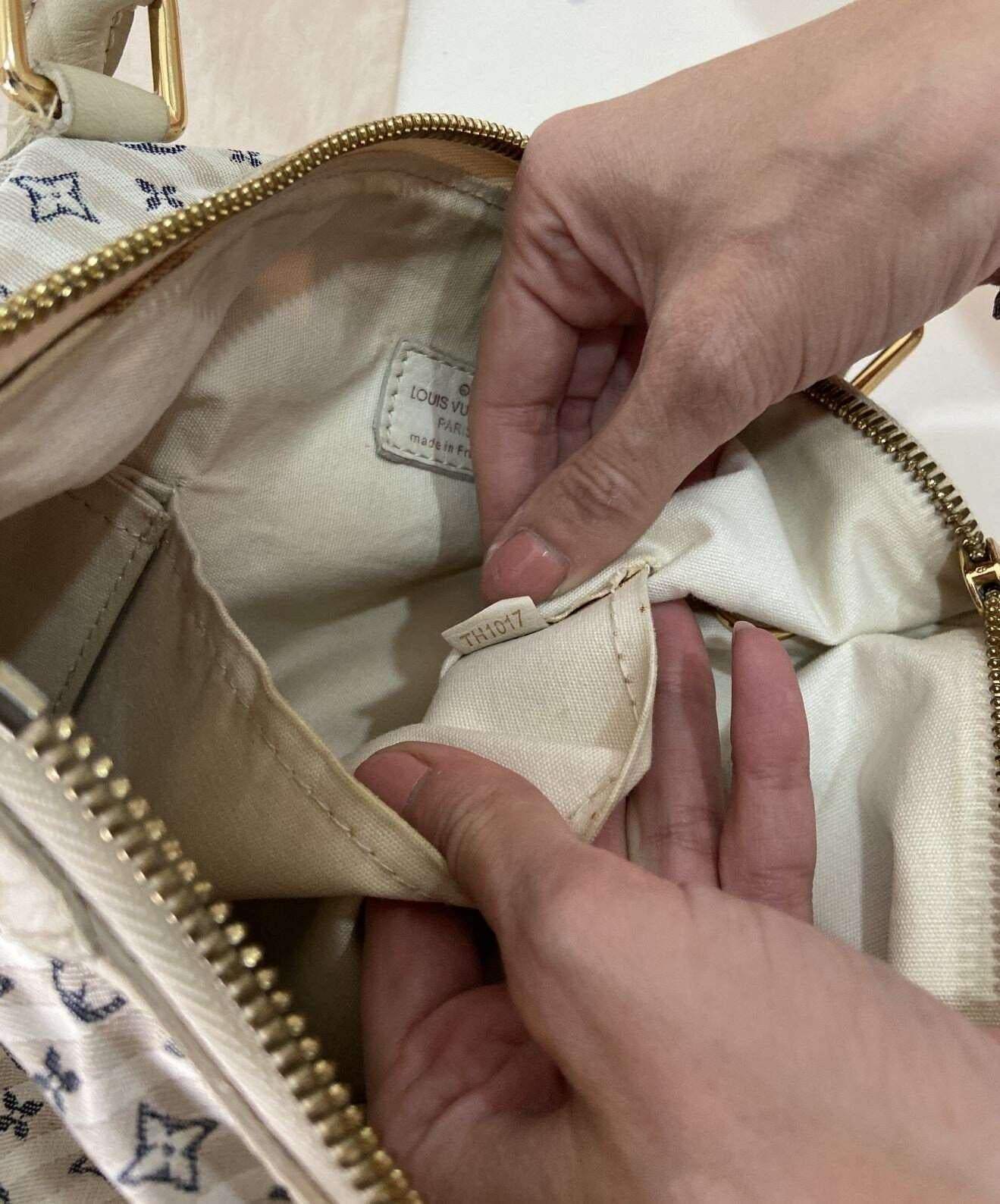 Authentic Louis Vuitton Blue/White Mini Lin Croisette Marina GM Tote Bag - Tracesilver