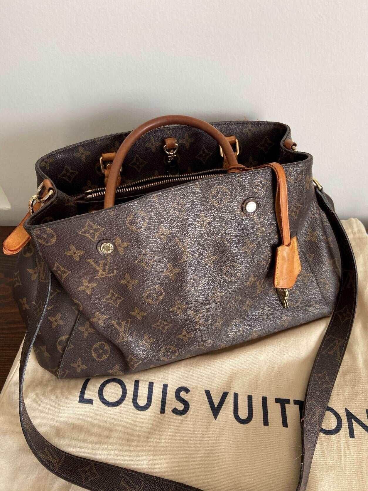 Authentic Louis Vuitton Montaigne Monogram Canvas MM Brown - Tracesilver