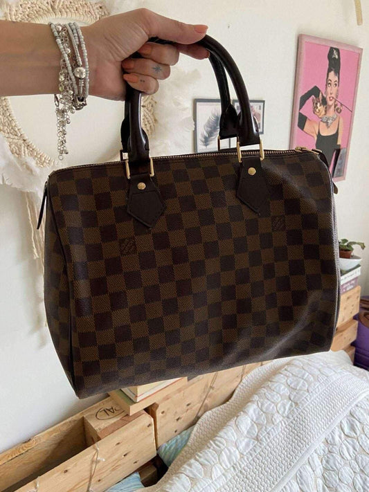 Authentic Louis Vuitton Damier Ebene Speedy 30 Bag - Tracesilver