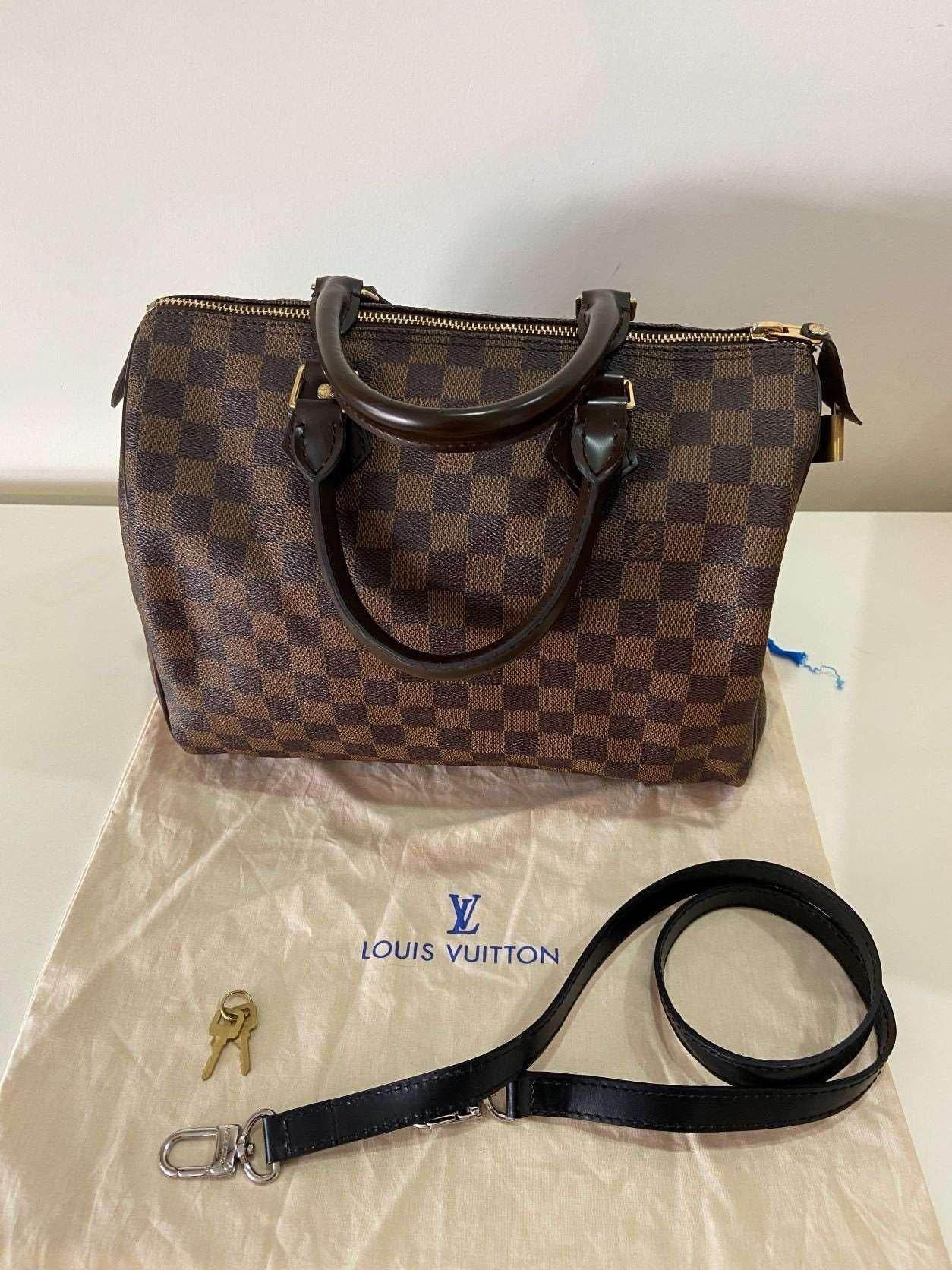 Authentic Louis Vuitton Damier Ebene Speedy 30 Bag - Tracesilver