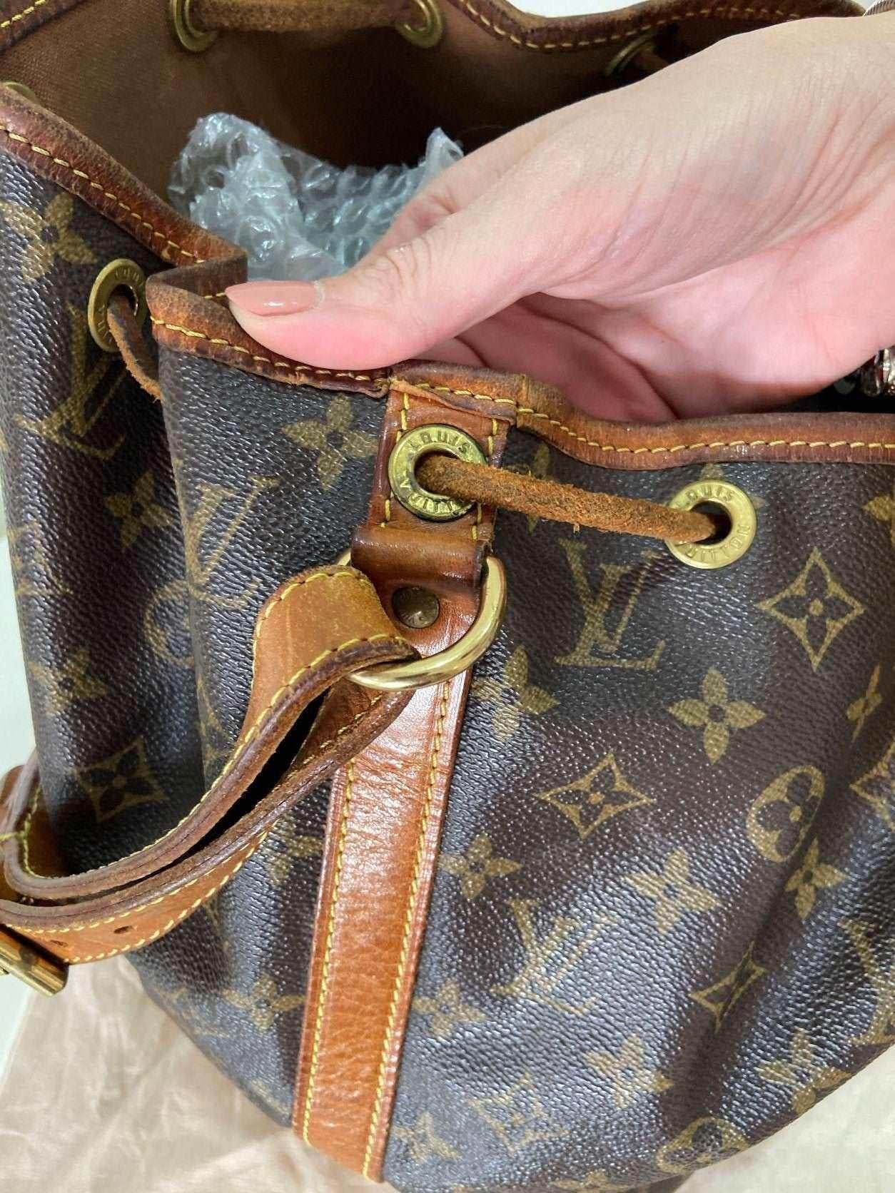 Louis Vuitton Noe bag in monogram canvas with leather trim and vintage wear
