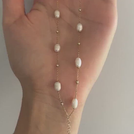 Pearl Double Chain 925 Sterling Silver Bracelet ,Strand Pearl Bracelet,White Pearl Gold Plated Chain,Silver Pearl,Rose Gold,Handmade Silver