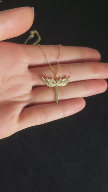 925 Sterling Silver Sword of Michael Gold Plated Necklace | Sword Of Michael| Michael's Sword Necklace| Michael's Sword Gold Plated Silver