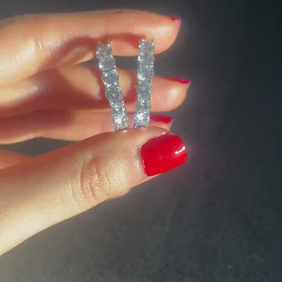 925 Sterling Silver First Quality Zircon Hoop Earrings