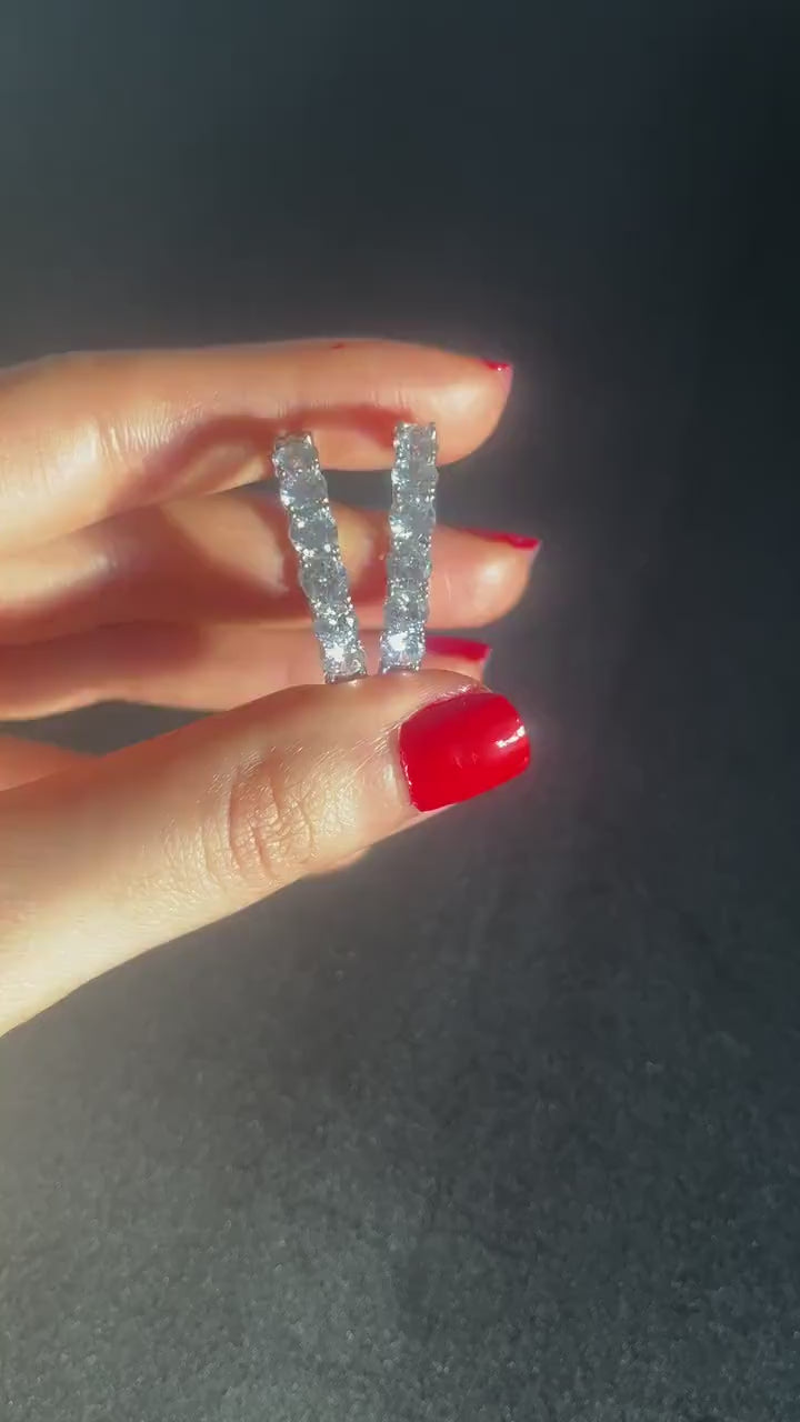 925 Sterling Silver First Quality Zircon Hoop Earrings
