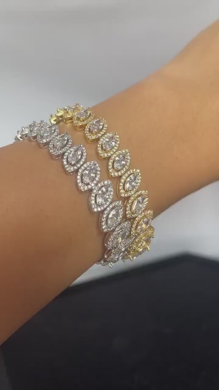 Diamond Drop cut 925 Sterling Silver Madagascar Zircon Stone Bracelet,Silver Zircon Stone Bracelet,Gold Plated Zircon Stone Bracelet,