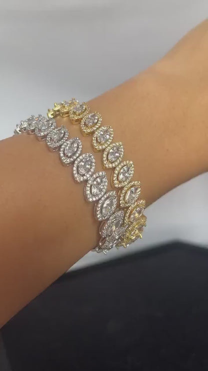 Diamond Drop cut 925 Sterling Silver Madagascar Zircon Stone Bracelet,Silver Zircon Stone Bracelet,Gold Plated Zircon Stone Bracelet,