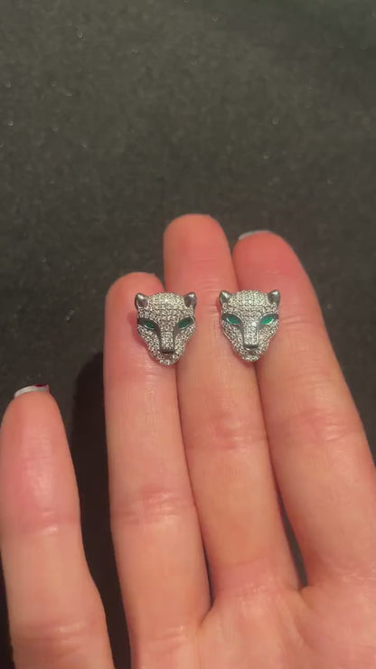 Tiger Head 925 Sterling Silver Earring,Zircon Stone Tiger Earrings,Silver Tiger jewellery,For Women,Gift for Silver Earring,Gift for NewYear