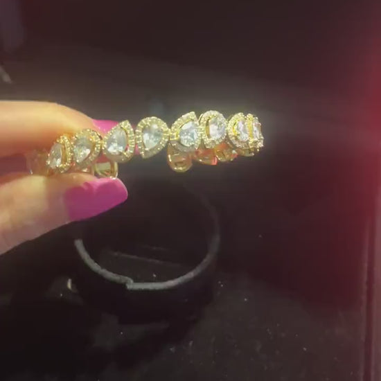 Diamond Drop Cut 925 Silver Gold Plated Bracelet Madagascar Full Zircon Stone Super Shiny Diamond Design 925 Silver Bracelet , Gold Plated