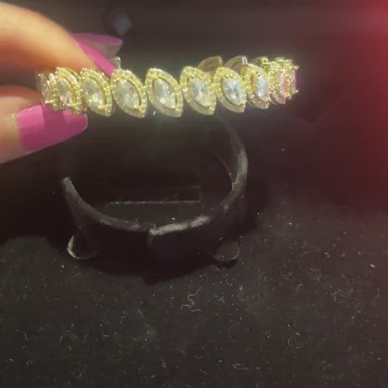 Diamond Drop cut Gold Plated 925 Sterling Silver Madagascar Zircon Stone Bracelet,Silver Zircon Stone Bracelet,
