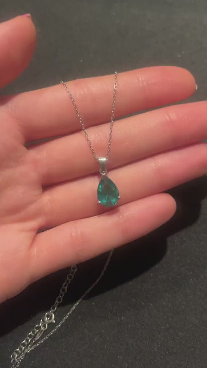 Emerald 925 Sterling Silver Necklace | Green Emerald |Natural Stone Necklace |