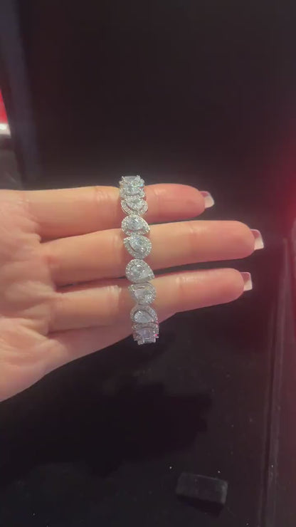 Diamond Drop Cut 925 Sterling Silver Madagascar Zircon Covered Bracelet,Super Shiny Drop Cut Handmade 925 Sterling Silver Bracelet