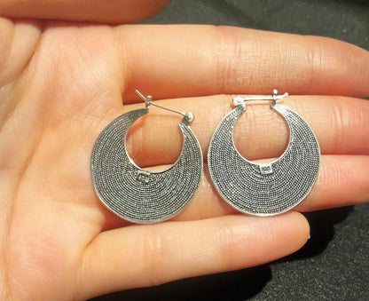925 Sterling Silver Filigree Handmade Earring | Handmade Filigree | Hoop Silver Earrings | Traditional Handmade Silver Earrings |Silver gift - Tracesilver