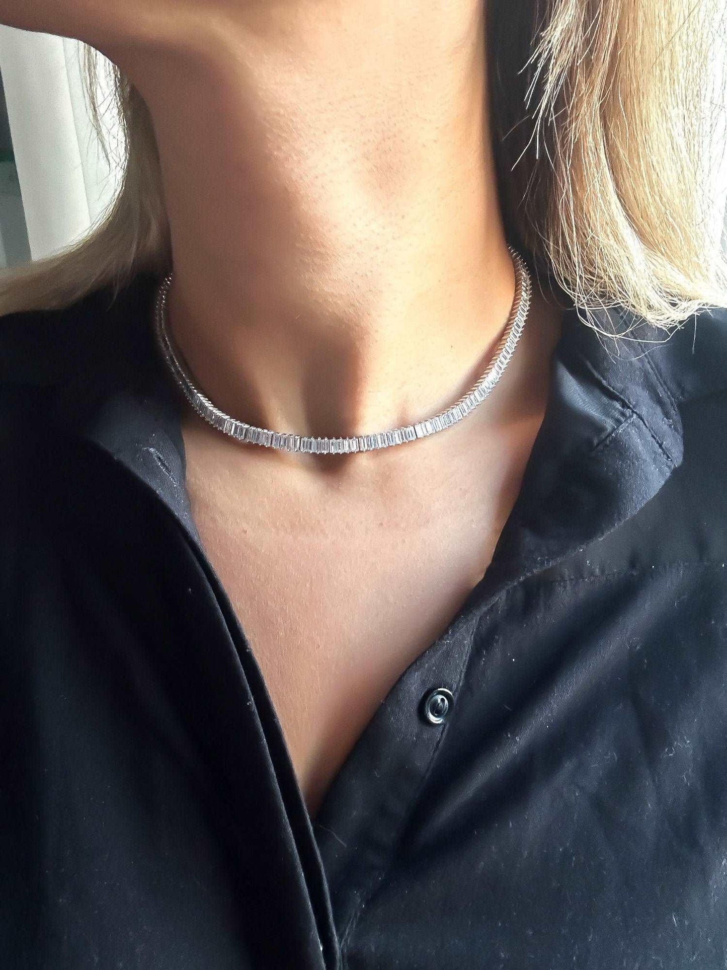 925 Sterling Silver First Quality Zircon Stone Necklace - Tracesilver