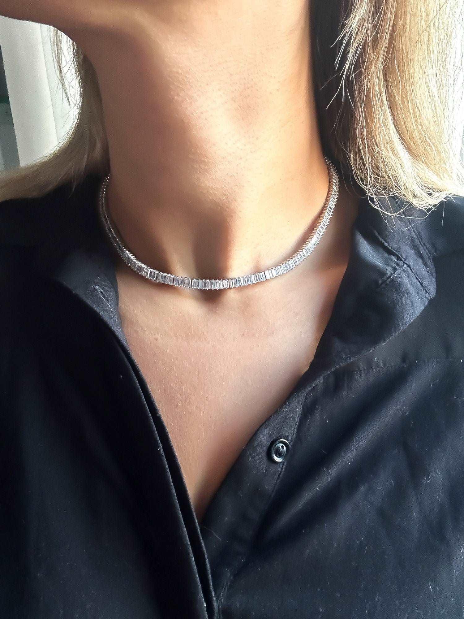 925 Sterling Silver First Quality Zircon Stone Necklace - Tracesilver