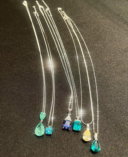 Aqua Marine Handmade Necklace | Handmade Necklace | 925 Sterling Silver | Natural stone necklace | Aqua Marine| - Tracesilver