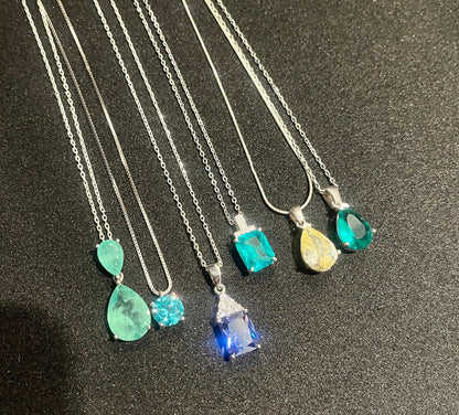 Aqua Marine Handmade Necklace | Handmade Necklace | 925 Sterling Silver | Natural stone necklace | Aqua Marine| - Tracesilver