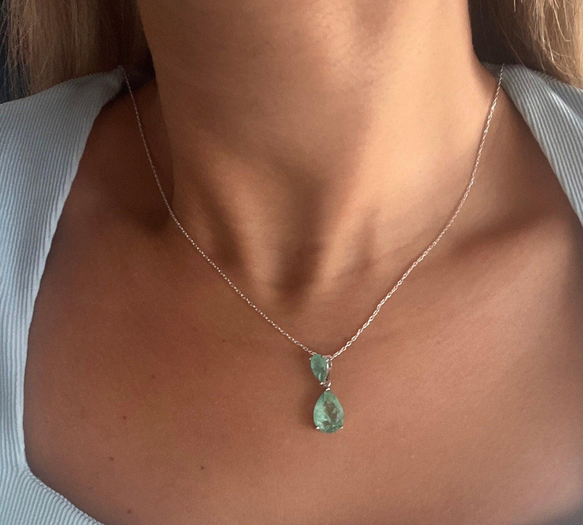 Aqua Marine Handmade Necklace | Handmade Necklace | 925 Sterling Silver | Natural stone necklace | Aqua Marine| - Tracesilver