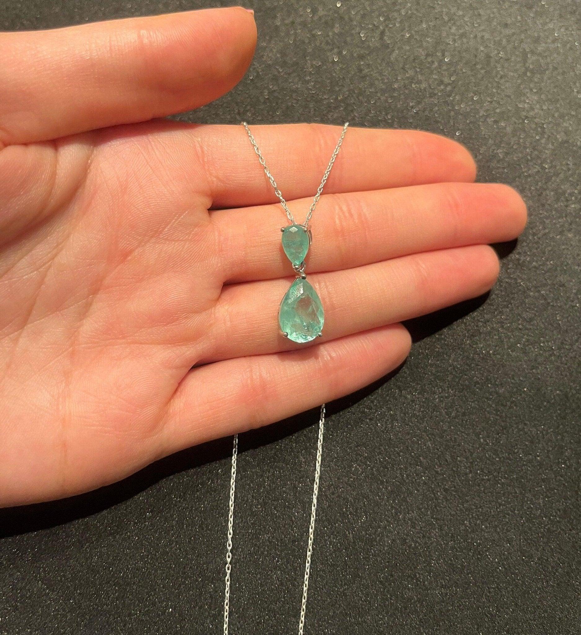 Aqua Marine Handmade Necklace | Handmade Necklace | 925 Sterling Silver | Natural stone necklace | Aqua Marine| - Tracesilver