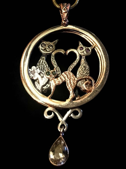 Cat Family Custom Design Pendant, 925 Sterling Silver Animal Necklace, Custom Desing Cat Jewelry, Cat Lover Gift,925 Cat For Women - Tracesilver