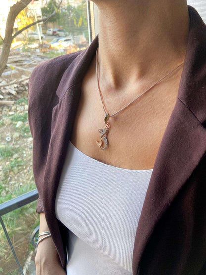 Citrine Stone Mermaid Jewelry Natural Citrine Stone Necklace For Women, Custom Design Handmade Mermaid Pendant For Her - Tracesilver