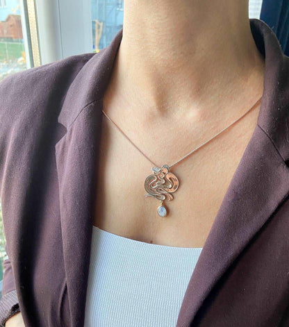 Custom Design Family Moonstone Necklace For Women, 925 Sterling Silver Moonstone Family Pendant Jewelry For Her, Family Jewelry Necklace - Tracesilver