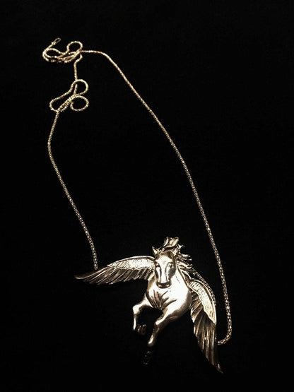 Custom Design Silver Pegasus Necklace, Jewelry Pegasus Pendant, Silver Animal Desing Necklace, Winged Horse, 925 Gift For Her - Tracesilver