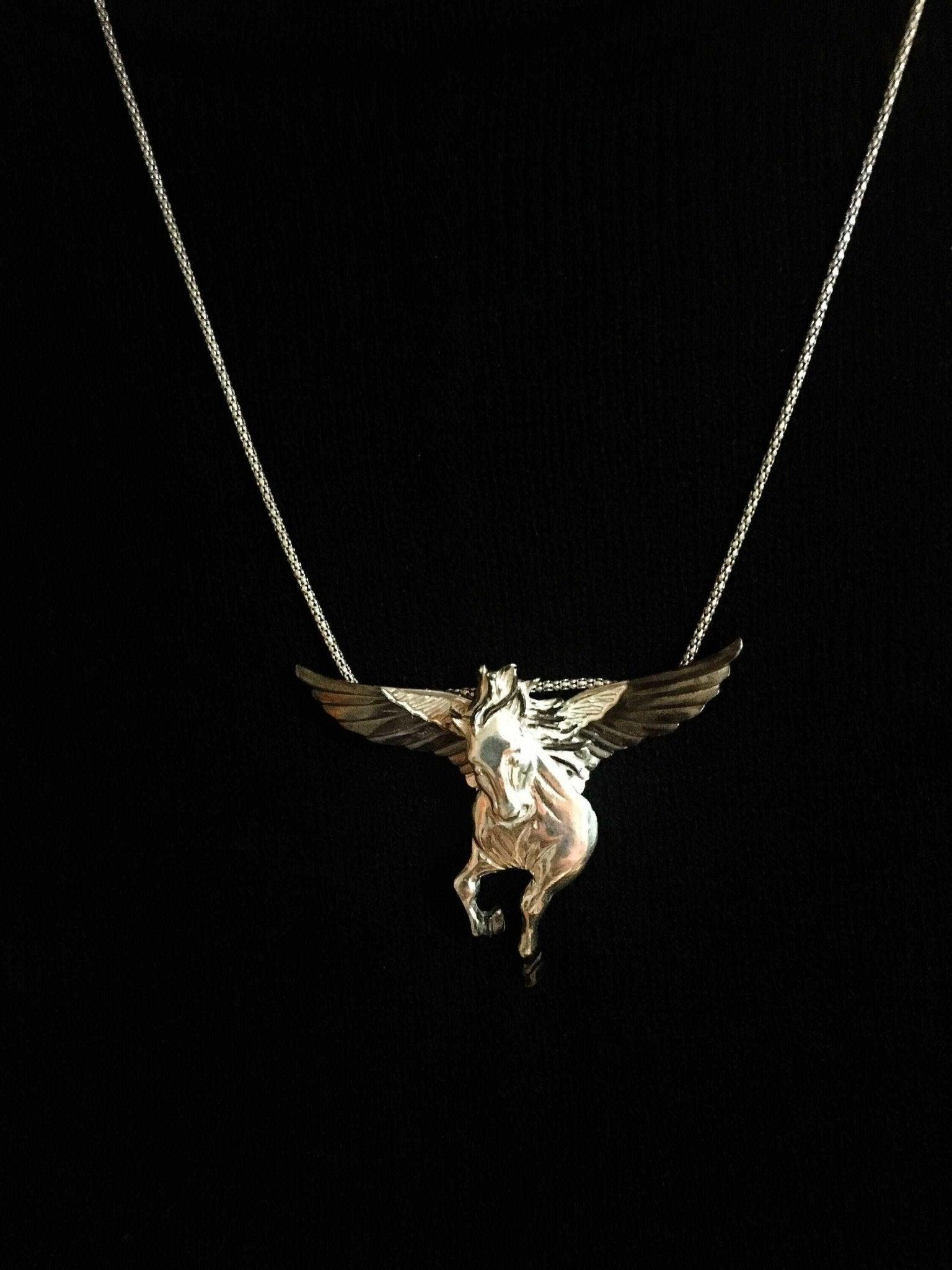 Custom Design Silver Pegasus Necklace, Jewelry Pegasus Pendant, Silver Animal Desing Necklace, Winged Horse, 925 Gift For Her - Tracesilver