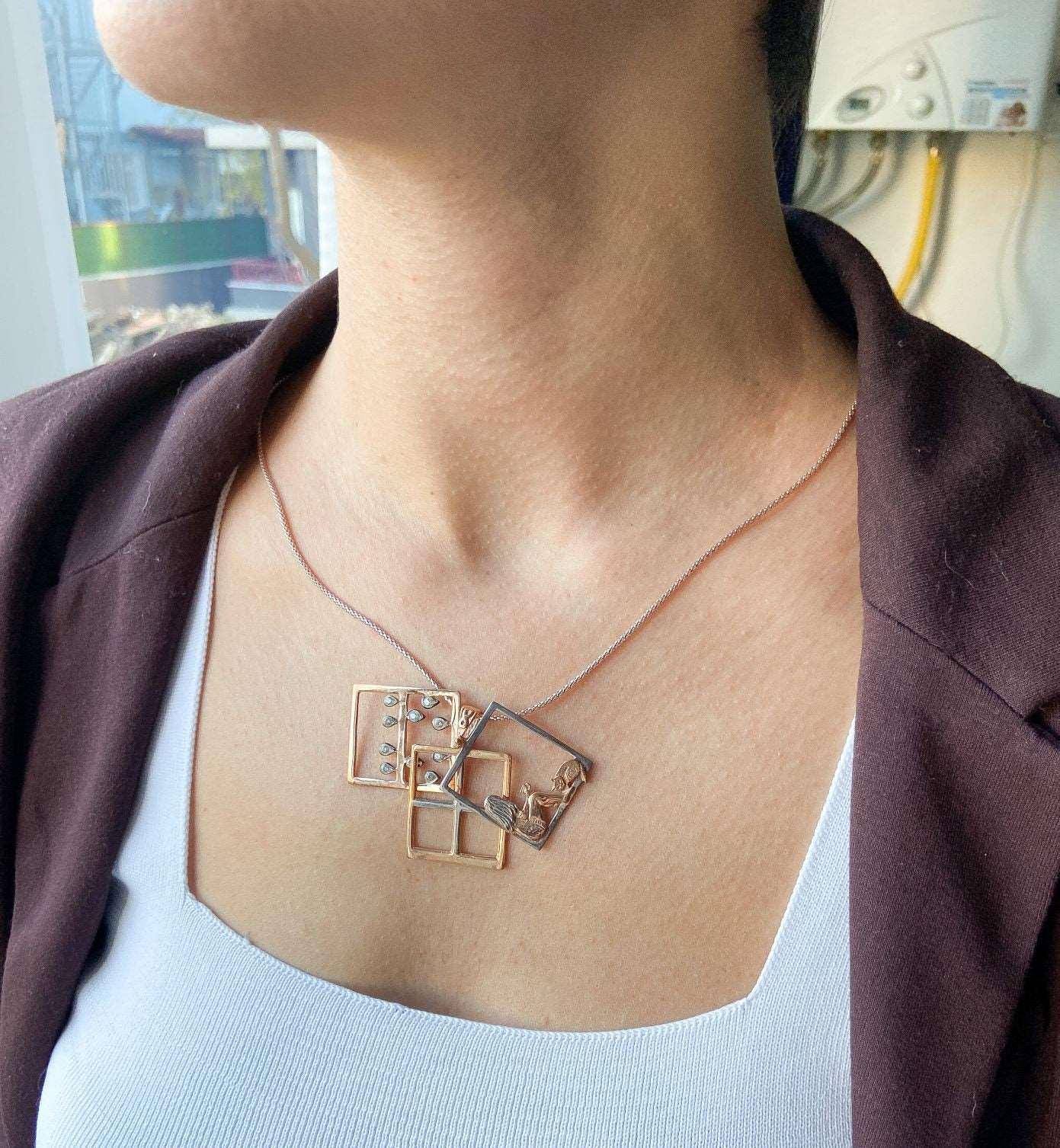 Custom Story Design Moving Her Watching Rain Ladies Necklace For Women Jewelry, Girl Gift Pendant - Tracesilver