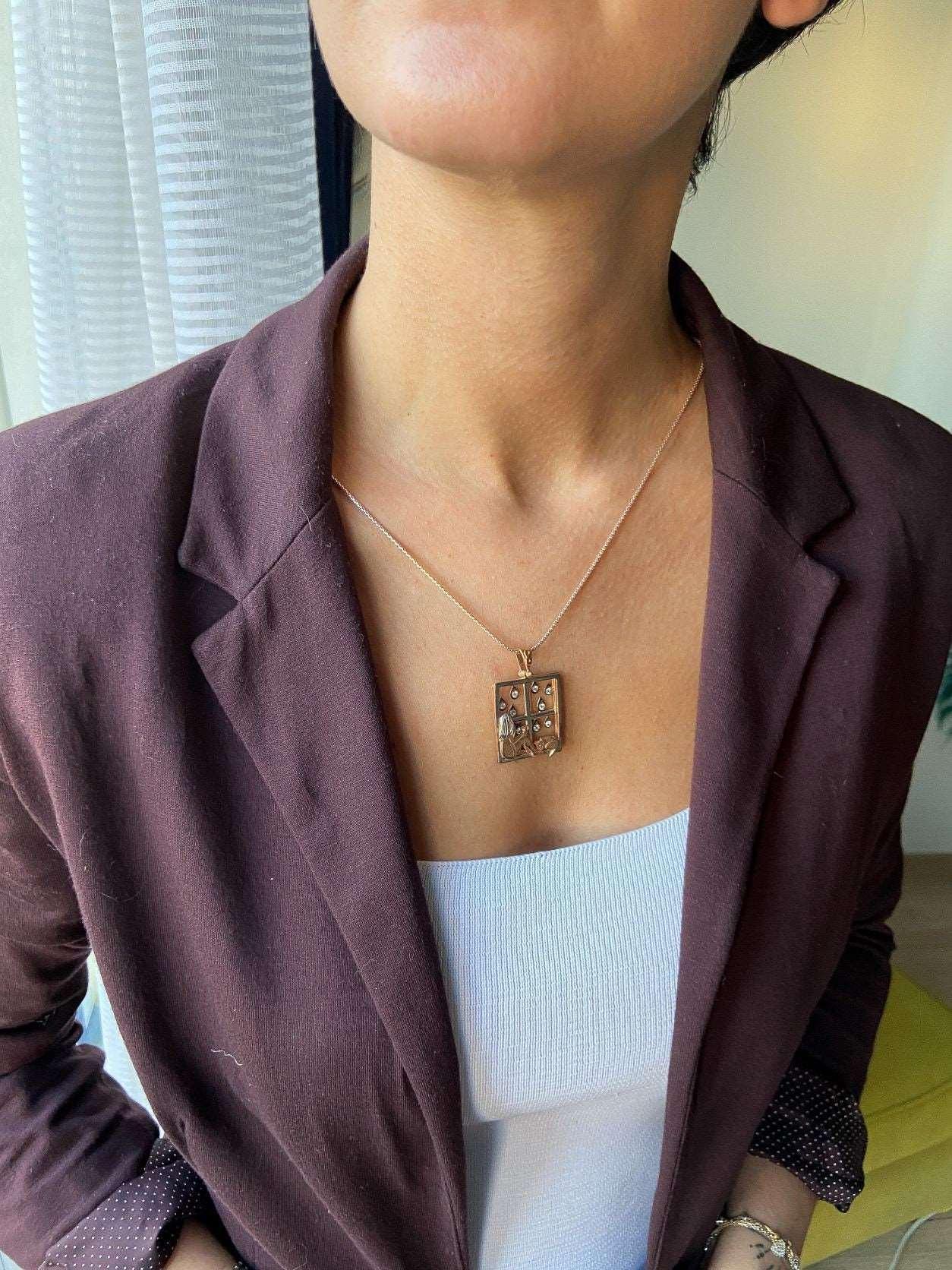 Custom Story Design Moving Her Watching Rain Ladies Necklace For Women Jewelry, Girl Gift Pendant - Tracesilver