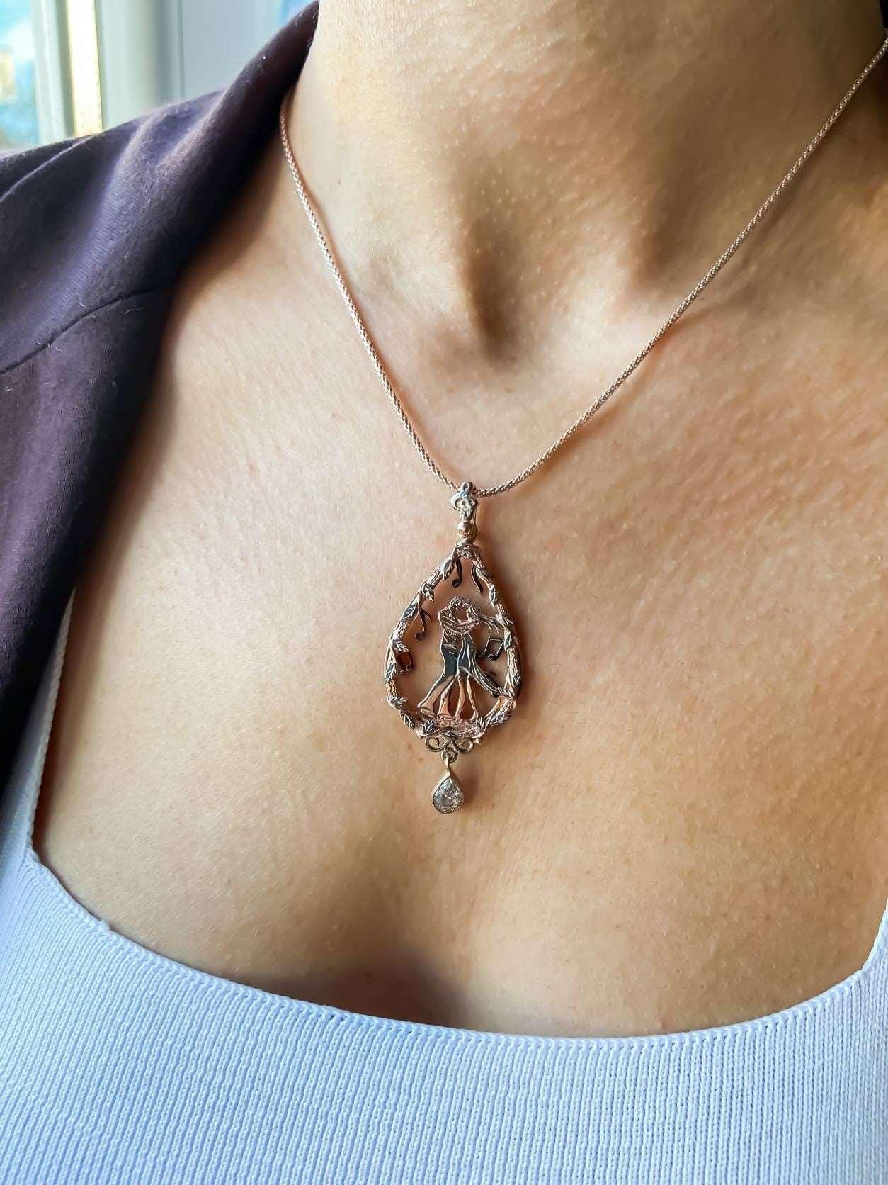 Dancing Couple Necklace 3D Design 925 Sterling Silver Swinging Pendant For Women, Couple for Valentine's Day Gift Jewelry Necklace - Tracesilver