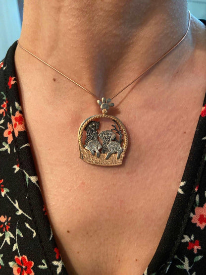 Dog Family Moving Pendant, Dog Jewelry Custom Desing Necklaces, Handmade Dog Jewelry, Animal Gift For Women, Cute Dog Family - Tracesilver