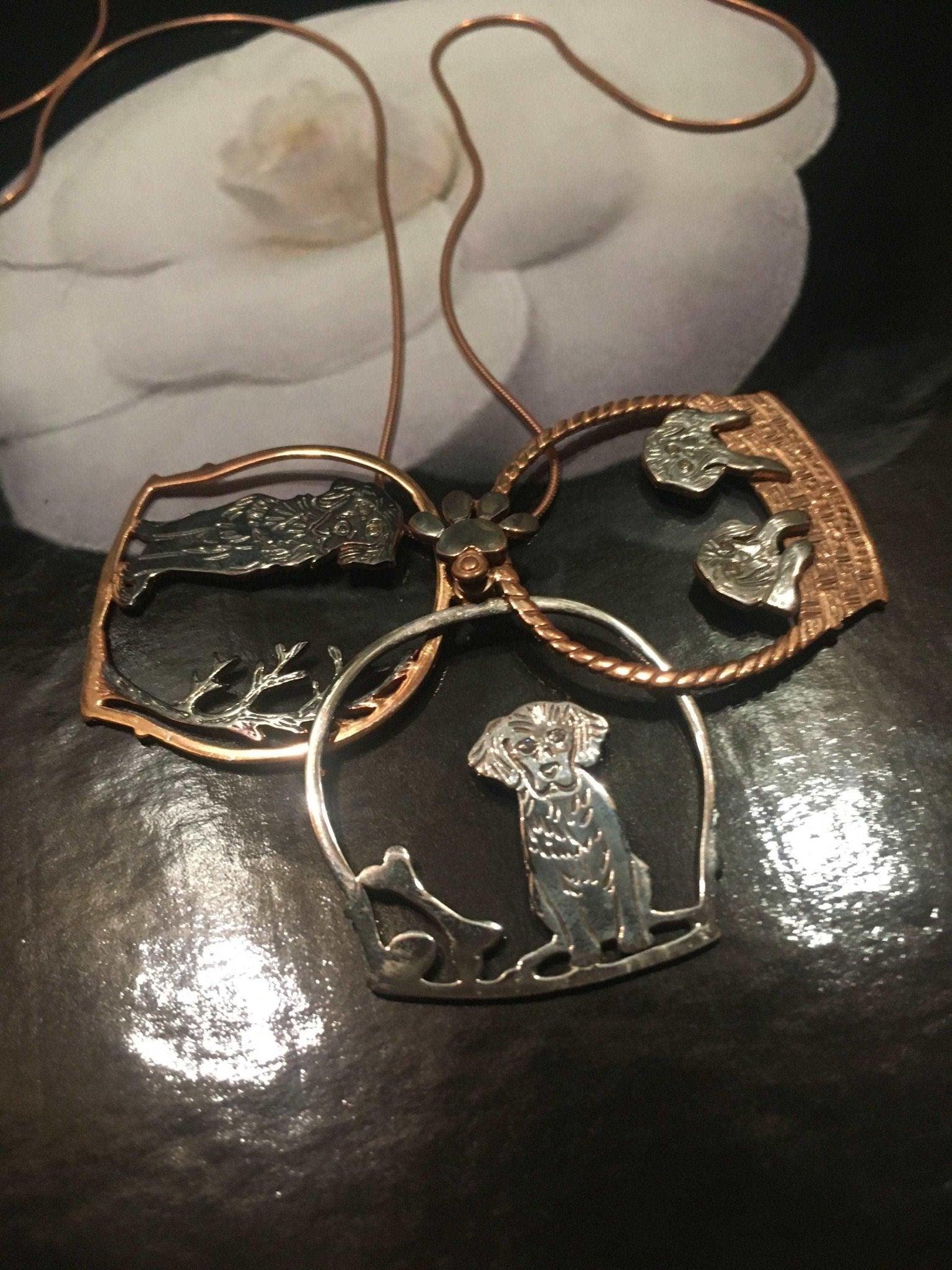 Dog Family Moving Pendant, Dog Jewelry Custom Desing Necklaces, Handmade Dog Jewelry, Animal Gift For Women, Cute Dog Family - Tracesilver