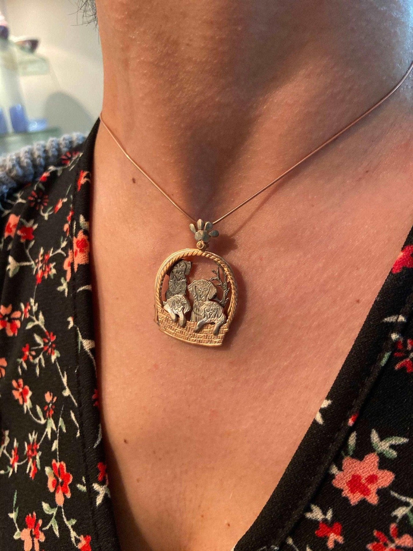 Dog Family Moving Pendant, Dog Jewelry Custom Desing Necklaces, Handmade Dog Jewelry, Animal Gift For Women, Cute Dog Family - Tracesilver