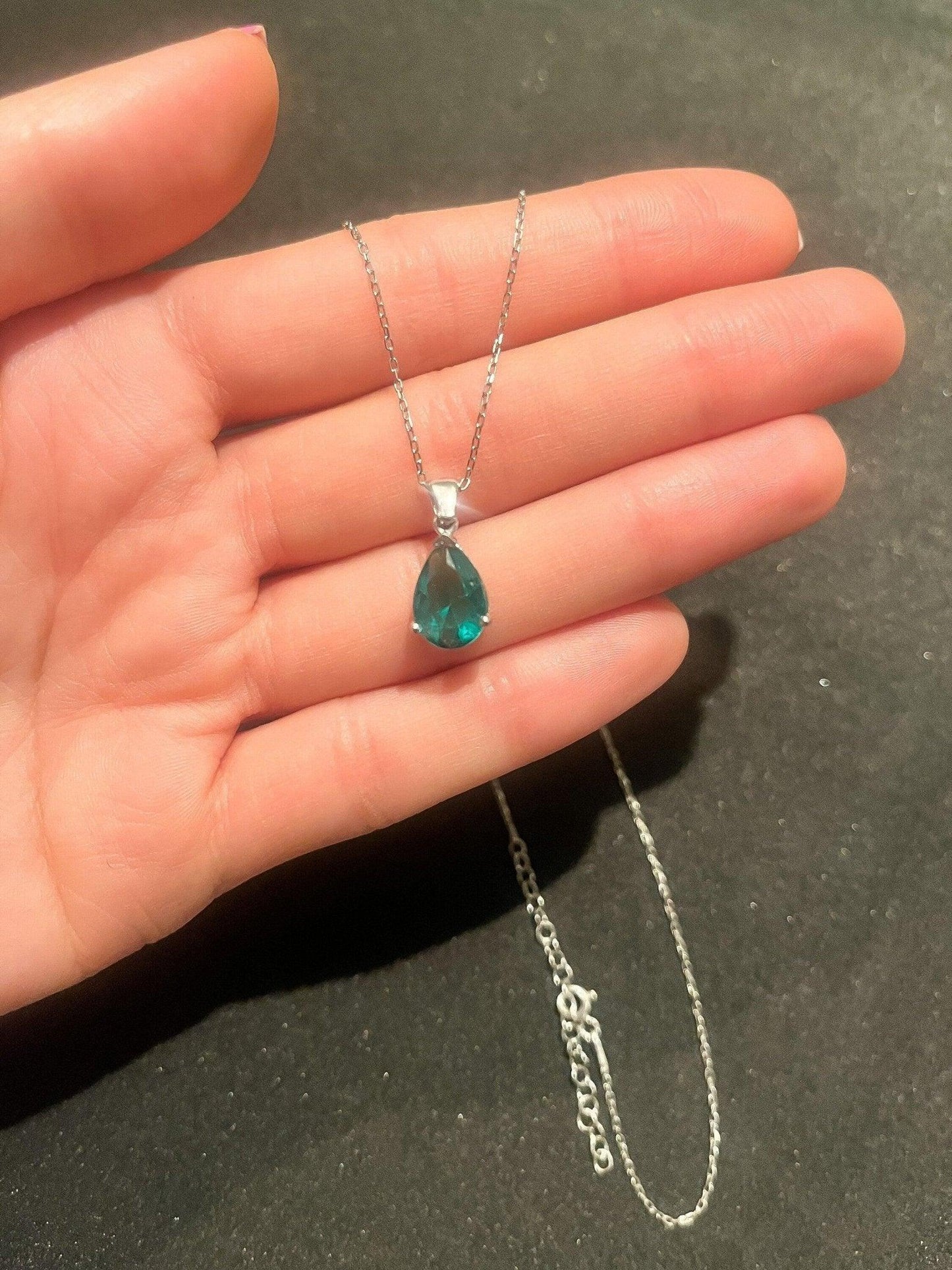 Emerald 925 Sterling Silver Necklace | Green Emerald |Natural Stone Necklace | - Tracesilver