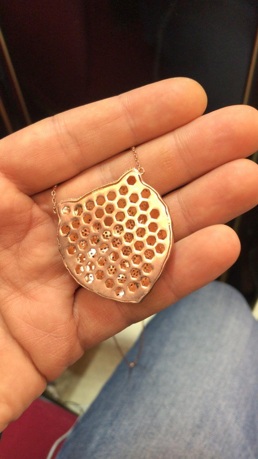 Emerald Eye Rose Gold Leopard Head Zircon Stone 925 Sterling Silver Custom Desing Necklace, Handmade Nacre Working Jewelry Leopard Pendant - Tracesilver