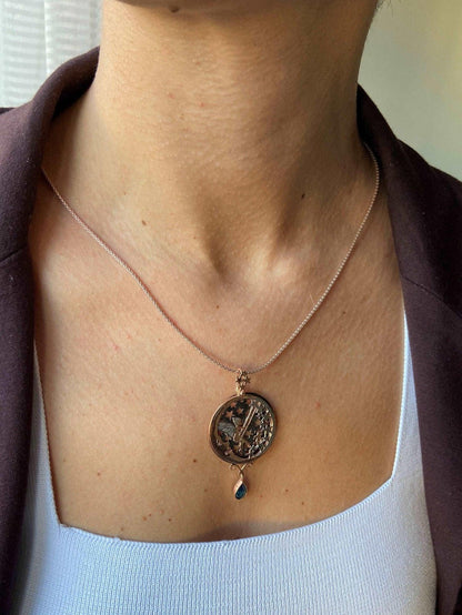 Fairy Desing Necklace 925 Sterling Silver Blue Zircon Stone Fairy Pendant, Gift For Her Rose Gold Mythical Jewelry For Women - Tracesilver