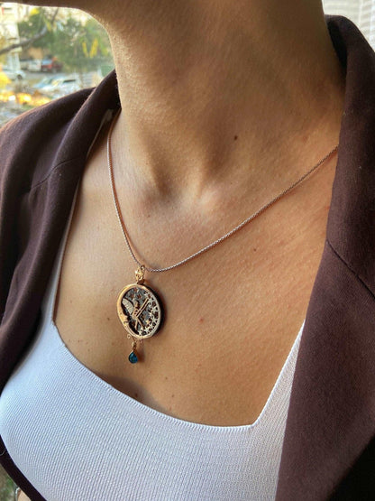 Fairy Desing Necklace 925 Sterling Silver Blue Zircon Stone Fairy Pendant, Gift For Her Rose Gold Mythical Jewelry For Women - Tracesilver