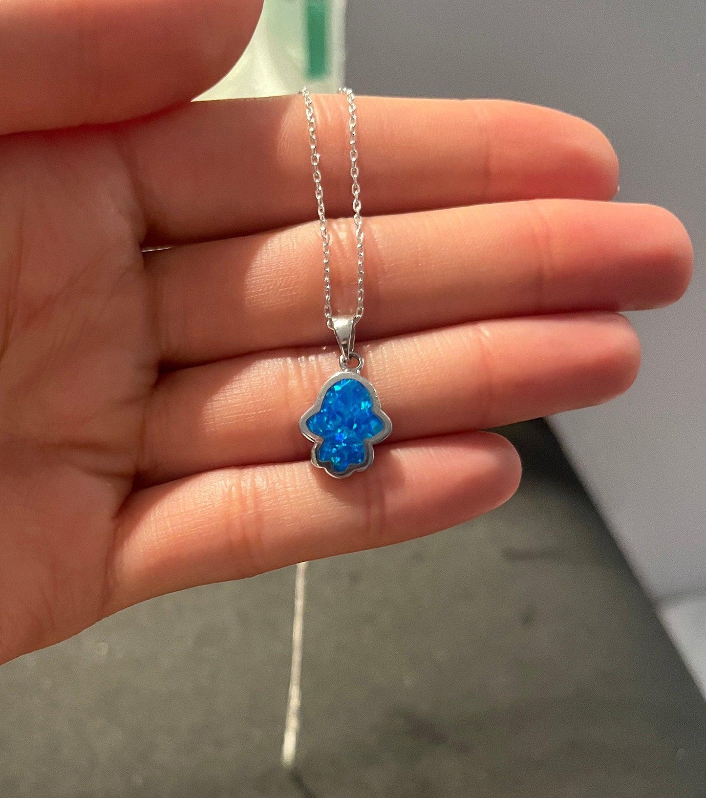 Fatıma's Mother 925 Silver Necklace | Fatıma's Hands |Good Vibes |Protecting| Blue Necklace| Handmade 925 Sterling Silver| Energy Necklace | - Tracesilver
