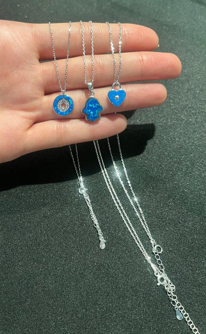 Fatıma's Mother 925 Silver Necklace | Fatıma's Hands |Good Vibes |Protecting| Blue Necklace| Handmade 925 Sterling Silver| Energy Necklace | - Tracesilver