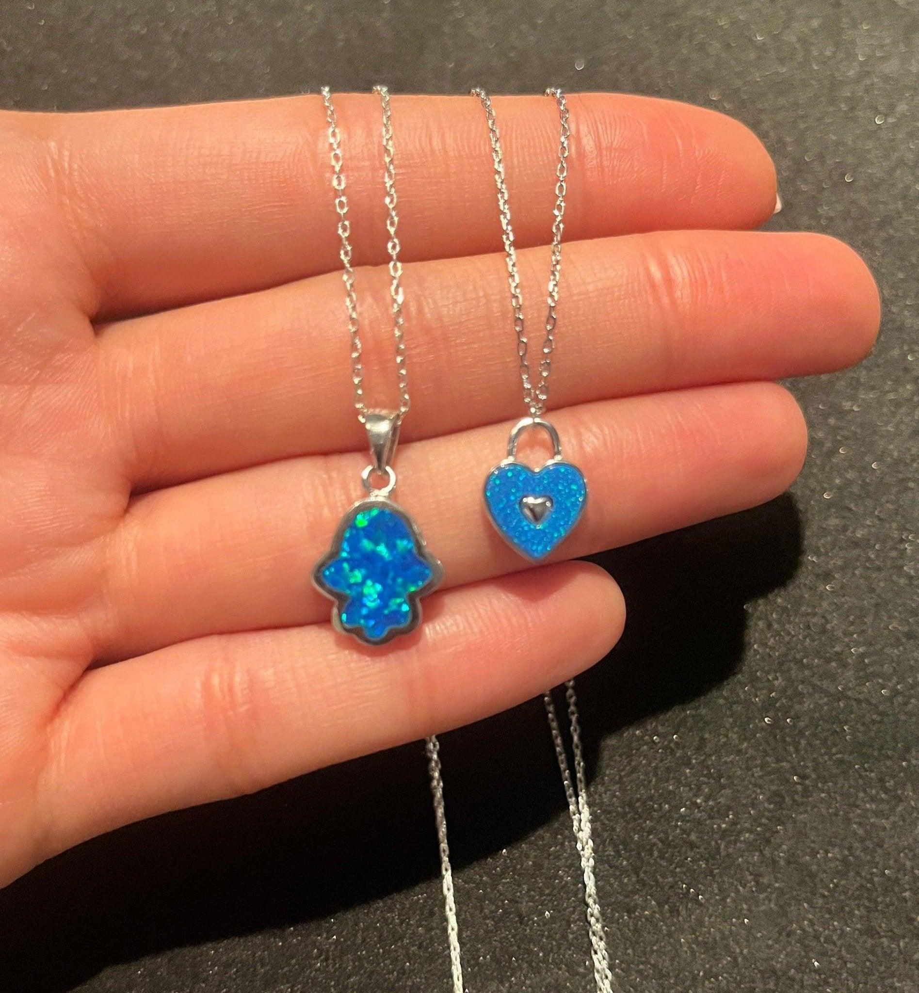 Fatıma's Mother 925 Silver Necklace | Fatıma's Hands |Good Vibes |Protecting| Blue Necklace| Handmade 925 Sterling Silver| Energy Necklace | - Tracesilver