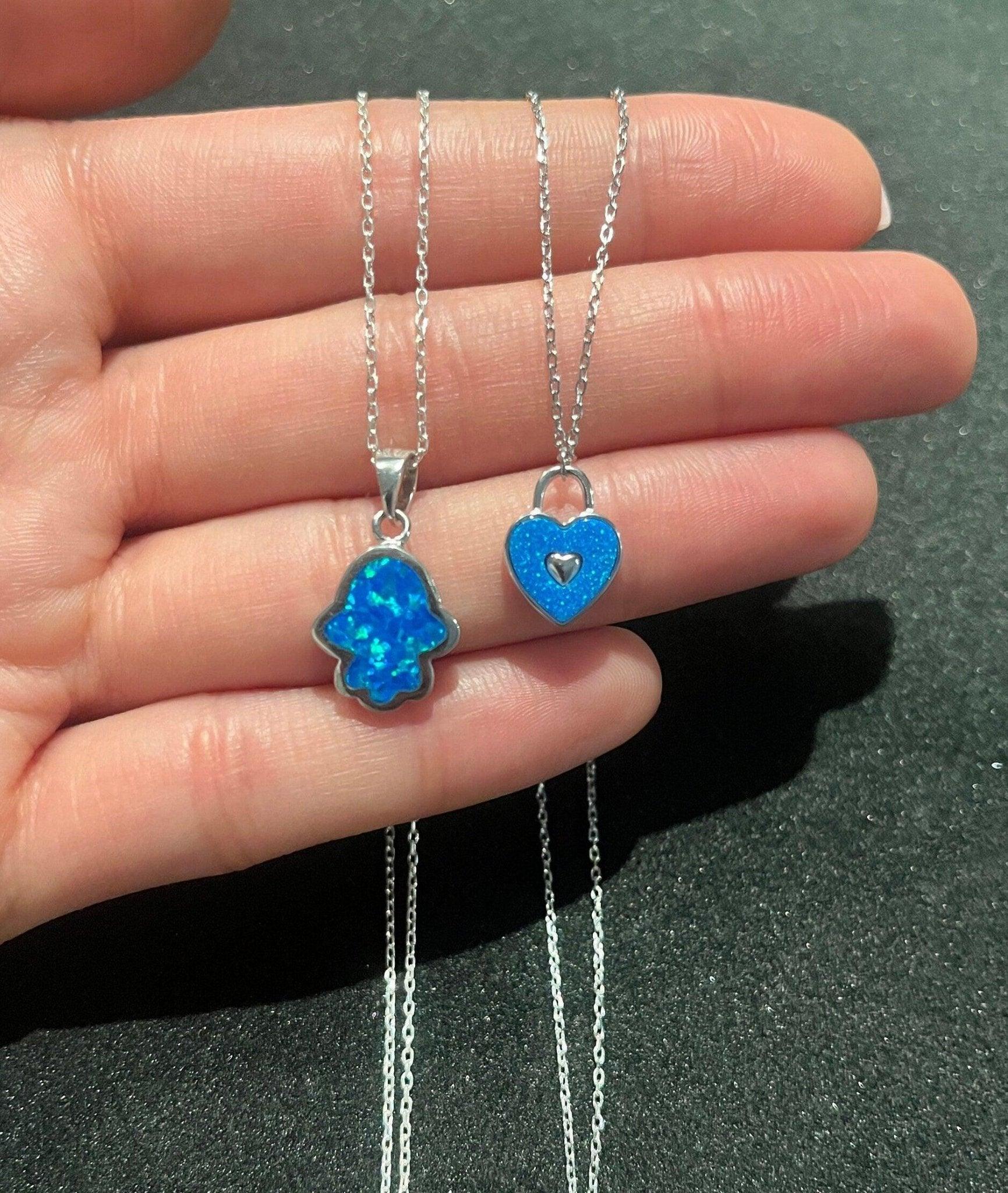 Fatıma's Mother 925 Silver Necklace | Fatıma's Hands |Good Vibes |Protecting| Blue Necklace| Handmade 925 Sterling Silver| Energy Necklace | - Tracesilver