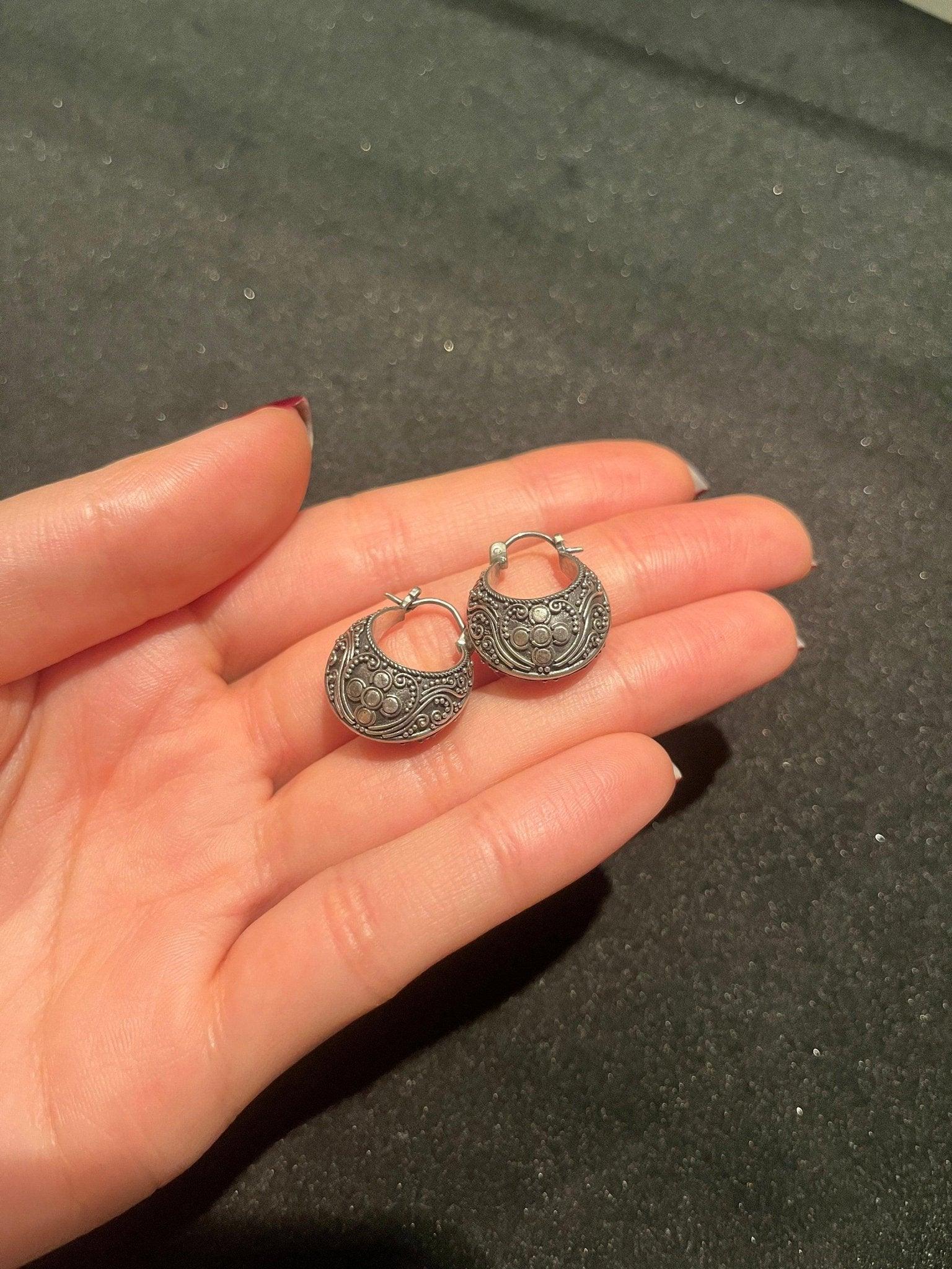 Filigree 925 Sterling Silver Earring | Filigree Traditional Design | Anatolian Handmade Filigree Earrings | Filigree Earrings | 925 Silver - Tracesilver